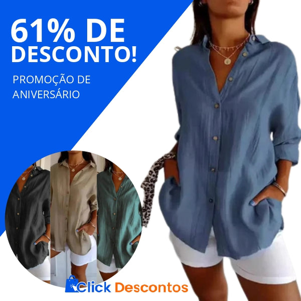 Kit 3 Camisas Ibiza em Linho de Algodão – Design Semi Plissado