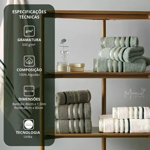 KIT 10 Peças Toalha Banho Gigante Fio Penteado Lumina